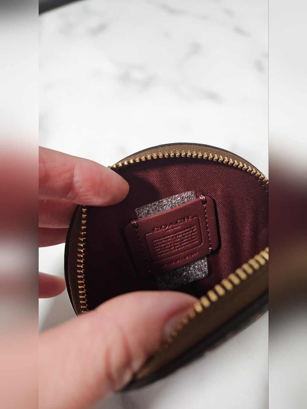 COACH Floral Signature Round Coin Pouch in Brown - Picture 4 of 4